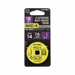 ASSEMBLED HOOK FOX MATRIX MXC-4 18” X-STRONG BAIT BAND RIGS - PACK OF 8