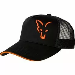 CAP FOX BLACK & ORANGE TRUCKER CAP